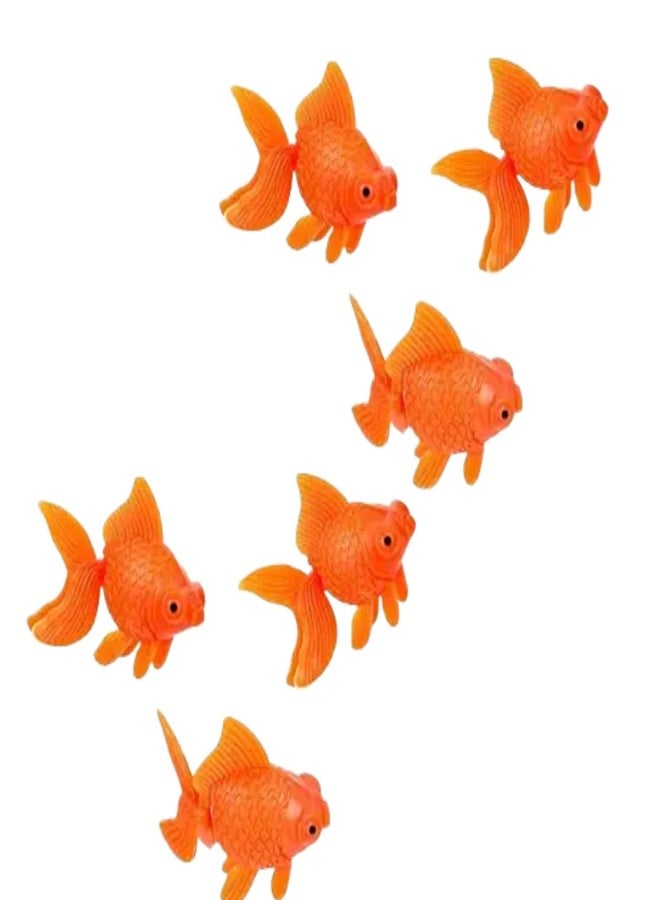 Mozff 6 Pcs Orange Fake Floating Fishes Plastic Fake Goldfish Artificial Aquarium Fishes Colorful Realistic Artificial Moving Fish Ornament Decorations, Aquarium Décor Thematic Ornaments - Image 1